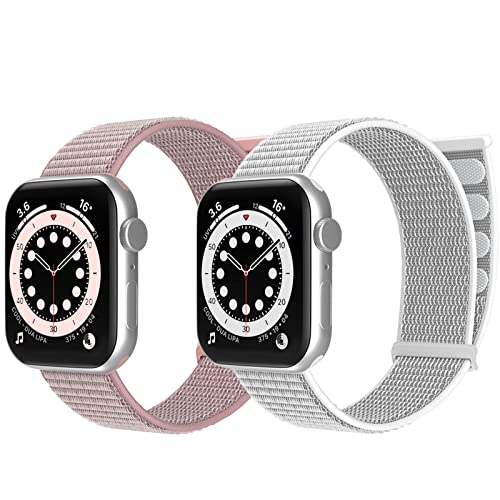 chinbersky 2 Stück Nylon Loop Armband Kompatibel mit Apple Watch Armband 38mm 40mm 41mm, Verstellbares Sport Ersatz Armband Herren Damen für iWatch Series 8 7 SE 6 5 4 3 2 1 von chinbersky