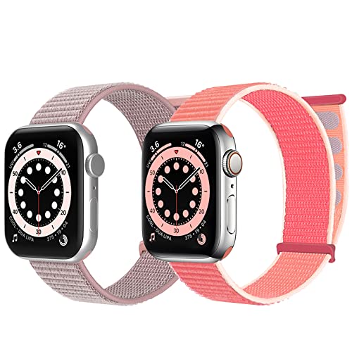 chinbersky 2 Stück Nylon Loop Armband Kompatibel mit Apple Watch Armband 44mm 38mm 42mm 40mm 41mm 45mm 46mm 49mm, Verstellbares Sport Ersatzband Herren Damen für iWatch Series 10 9 8 7 SE 6 5 4 3 2 1 von chinbersky