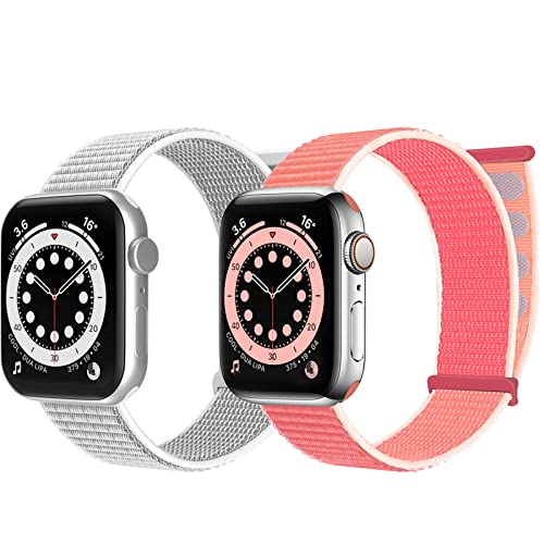 chinbersky 2 Stück Nylon Loop Armband Kompatibel mit Apple Watch Armband 44mm 38mm 42mm 40mm 41mm 45mm 46mm 49mm, Verstellbares Sport Ersatzband Herren Damen für iWatch Series 10 9 8 7 SE 6 5 4 3 2 1 von chinbersky