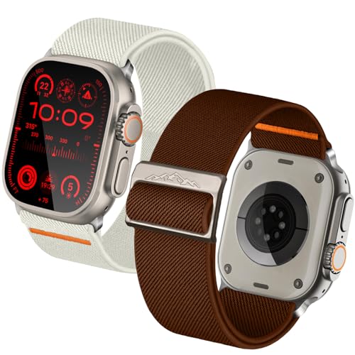 chinbersky 2 Stück Sportarmband Kompatibel mit Apple watch Ultra 2/Ultra Armband 41mm 40mm 38mm für Männer,Nylon Elastisches Breites Ersatzarmband für iWatch Series 9 8 7 6 5 4 SE von chinbersky