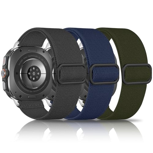chinbersky 3 Stück Elastische Armband Kompatibel mit Samsung Galaxy Watch Ultra Armband 47mm (2024), Stoff Verstellbares Dehnbare Nylon Sport Ersatzarmband für Samsung Galaxy Watch Ultra von chinbersky
