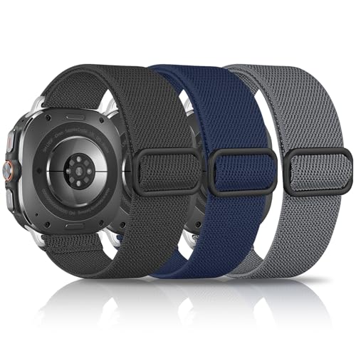 chinbersky 3 Stück Elastische Armband Kompatibel mit Samsung Galaxy Watch Ultra Armband 47mm (2024), Stoff Verstellbares Dehnbare Nylon Sport Ersatzarmband für Samsung Galaxy Watch Ultra von chinbersky