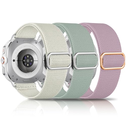 chinbersky 3 Stück Elastische Armband Kompatibel mit Samsung Galaxy Watch Ultra Armband 47mm (2024), Stoff Verstellbares Dehnbare Nylon Sport Ersatzarmband für Samsung Galaxy Watch Ultra von chinbersky