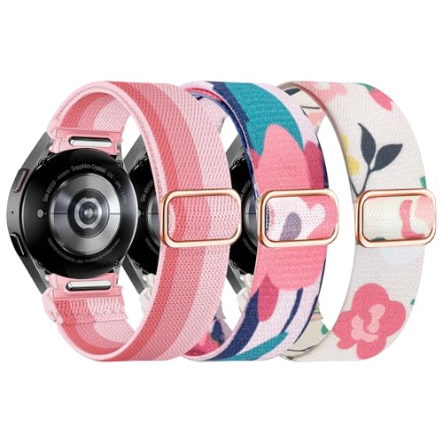 chinbersky 3 Stück Nylon Armband Kompatibel mit Samsung Galaxy Watch 7/6/5/4/FE 40mm 44mm/Galaxy Watch 5 Pro Armband/Galaxy Watch 6 4 Classic 43mm 47mm 42mm 46mm Sport Elastische Ersatzband von chinbersky