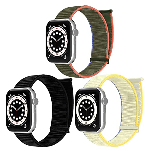 chinbersky 3 Stück Sport Loop Armband Kompatibel mit Apple Watch Armband 38mm 40mm 41mm für Männer Frauen, Verstellbares Nylon Klett Ersatzband für iWatch Series 8/7/6/5/4/3/2/1/SE von chinbersky
