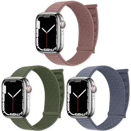 chinbersky 3 Stück Sport Loop Armband Kompatibel mit Apple Watch Armband 38mm 40mm 41mm für Männer Frauen, Verstellbares Nylon Klett Ersatzband für iWatch Series 8/7/6/5/4/3/2/1/SE von chinbersky