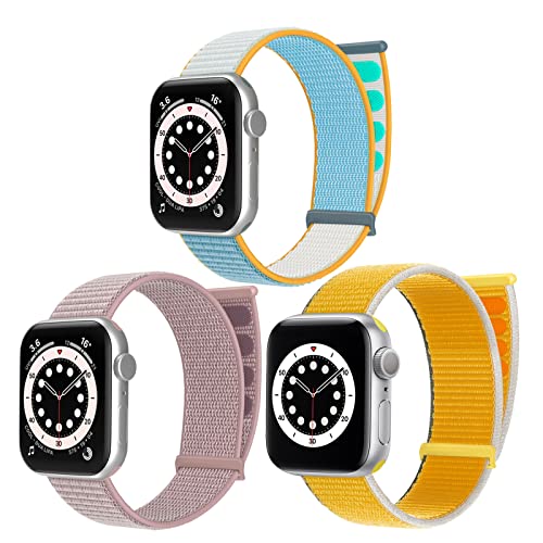 chinbersky 3 Stück Sport Loop Armband Kompatibel mit Apple Watch Armband 38mm 40mm 41mm für Männer Frauen, Verstellbares Nylon Klett Ersatzband für iWatch Series 8/7/6/5/4/3/2/1/SE von chinbersky