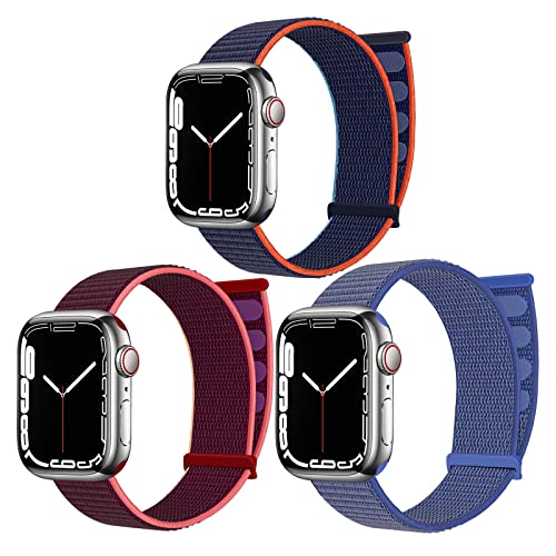 chinbersky 3 Stück Sport Loop Armband Kompatibel mit Apple Watch Armband 38mm 40mm 41mm für Männer Frauen, Verstellbares Nylon Klett Ersatzband für iWatch Series 8/7/6/5/4/3/2/1/SE von chinbersky