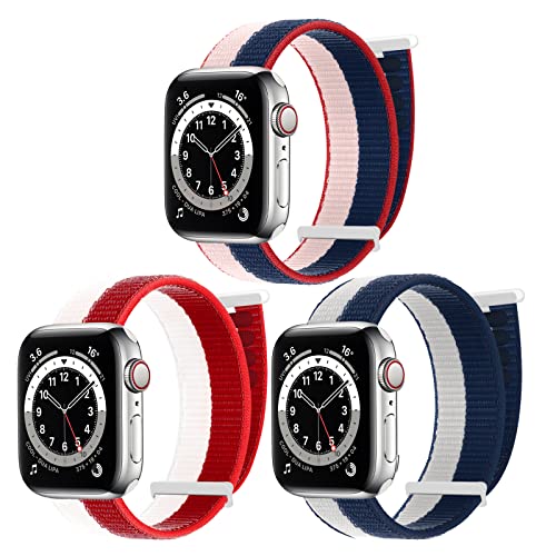 chinbersky 3 Stück Sport Loop Armband Kompatibel mit Apple Watch Armband 42mm 44mm 45mm 49mm für Männer Frauen, Verstellbares Nylon Klett Ersatzband für iWatch Series Ultra/8/7/6/5/4/3/2/1/SE von chinbersky