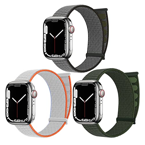 chinbersky 3 Stück Sport Loop Armband Kompatibel mit Apple Watch Armband 42mm 44mm 45mm 49mm für Männer Frauen, Verstellbares Nylon Klett Ersatzband für iWatch Series Ultra/8/7/6/5/4/3/2/1/SE von chinbersky