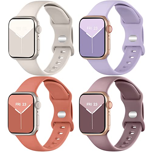 chinbersky 4 Stück Armbänder Kompatibel mit Apple Watch Armband 38mm 40mm 41mm für Damen Herren, Weiches Silikon Sport Armbänder Ersatz Armband für iWatch Series 8 7 6 5 4 3 2 1 SE von chinbersky