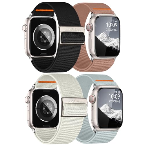 chinbersky 4 Stück Sportarmbänder Kompatibel mit AppleWatch 49mm 45mm 44mm 42mm 41mm 40mm 38mm Mann Frau,26mm Breites Verstellbares Nylon Ersatzarmband für iWatch Serie /Ultra1 SE/9/8/7/6/5/4/3/2/1 von chinbersky