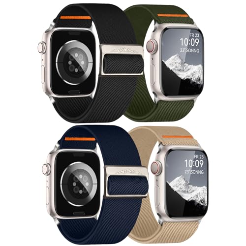 chinbersky 4 Stück Sportarmbänder Kompatibel mit AppleWatch 49mm 45mm 44mm 42mm 41mm 40mm 38mm Mann Frau,26mm Breites Verstellbares Nylon Ersatzarmband für iWatch Serie /Ultra1 SE/9/8/7/6/5/4/3/2/1 von chinbersky