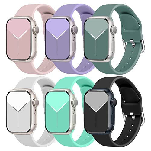 chinbersky 6 Stück Armbänder kompatibel mit Apple Watch Armband 49mm 45mm 44mm 42mm für Damen Herren,Weiche Silikon Sport Band Ersatz Armband für Apple Watch Series Ultra/8/7/SE/6/5/4/3/2/1 von chinbersky