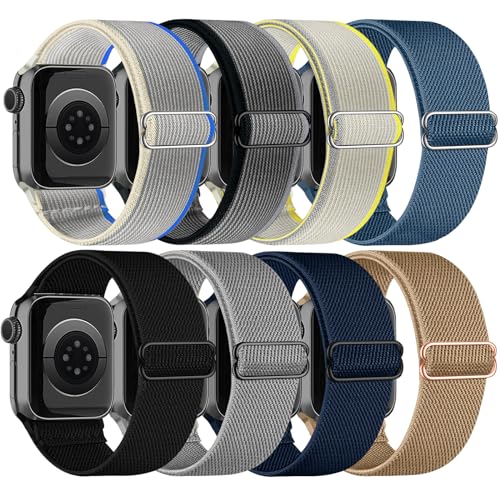 chinbersky 8 Stück Elastisches Nylon Loop Armband Kompatibel mit Apple Watch Armband 40mm 41mm 38mm,Stoff Verstellbares Dehnbare Sport Ersatzarmband für iWatch Ultra Series 9/8/7/6/5/4/3/2/1/SE von chinbersky