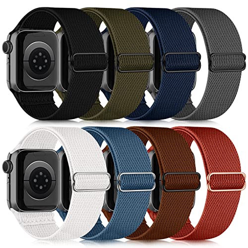 chinbersky 8 Stück Elastisches Nylon Loop Armband Kompatibel mit Apple Watch Armband 40mm 41mm 38mm,Stoff Verstellbares Dehnbare Sport Ersatzarmband für iWatch Ultra Series 9/8/7/6/5/4/3/2/1/SE von chinbersky