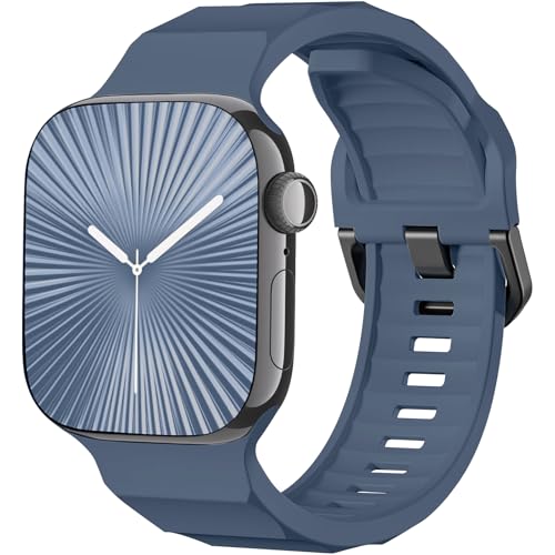 chinbersky Armbänd Kompatibel mit Apple Watch Armband 38mm 40mm 41mm 42mm für Damen Herren, Weiche Silikon Sport Ersatzarmband für iWatch Ultra Series 10/9/8/7/6/5/4/3/2/1/SE, Dunkelblau chinbersky Armbänd Kompatibel mit Apple Watch Armband 38mm 40mm 41mm 42mm für Damen Herren, Weiche Silikon Sport Ersatzarmband für iWatch Ultra Series 10/9/8/7/6/5/4/3/2/1/SE, Dunkelblau von chinbersky