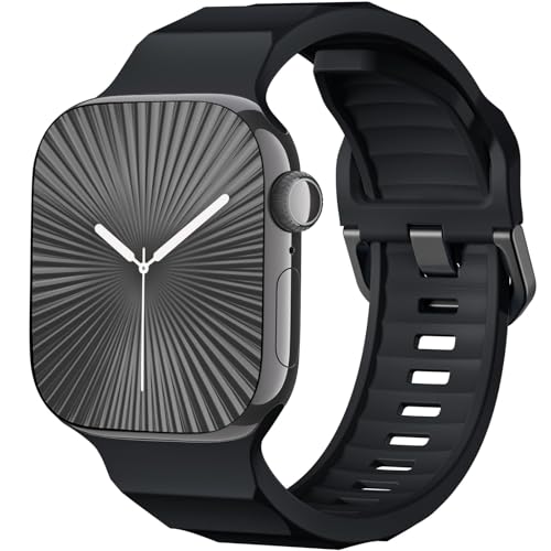 chinbersky Armbänd Kompatibel mit Apple Watch Armband 38mm 40mm 41mm 42mm für Damen Herren, Weiche Silikon Sport Ersatzarmband für iWatch Ultra Series 10/9/8/7/6/5/4/3/2/1/SE, Schwarz chinbersky Armbänd Kompatibel mit Apple Watch Armband 38mm 40mm 41mm 42mm für Damen Herren, Weiche Silikon Sport Ersatzarmband für iWatch Ultra Series 10/9/8/7/6/5/4/3/2/1/SE, Schwarz von chinbersky