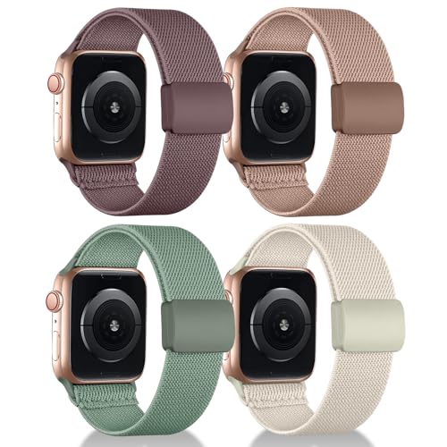 chinbersky Elastisches Armband Kompatibel mit Apple Watch Armband 38mm 40mm 41mm 42mm 44mm 45mm 46mm 49mm, mit Magnet Verschluss Stoff Nylon Armbänder für iWatch Ultra Series 10/9/8/7/6/5/4/3/2/1/SE von chinbersky