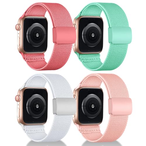 chinbersky Elastisches Armband Kompatibel mit Apple Watch Armband 38mm 40mm 41mm 42mm 44mm 45mm 46mm 49mm, mit Magnet Verschluss Stoff Nylon Armbänder für iWatch Ultra Series 10/9/8/7/6/5/4/3/2/1/SE von chinbersky