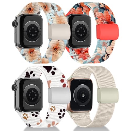 chinbersky Elastisches Armband Kompatibel mit Apple Watch Armband 38mm 40mm 41mm 42mm 44mm 45mm 46mm 49mm, mit Magnet Verschluss Stoff Nylon Armbänder für iWatch Ultra Series 10/9/8/7/6/5/4/3/2/1/SE von chinbersky