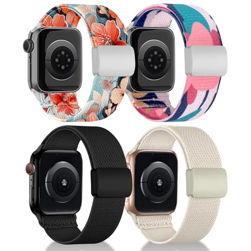 chinbersky Elastisches Armband Kompatibel mit Apple Watch Armband 38mm 40mm 41mm 42mm 44mm 45mm 46mm 49mm, mit Magnet Verschluss Stoff Nylon Armbänder für iWatch Ultra Series 10/9/8/7/6/5/4/3/2/1/SE von chinbersky