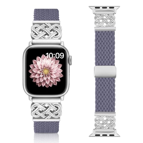 chinbersky Geflochten Armbänder Kompatibel mit Apple Watch Armband 38mm 40mm 41mm 42mm(Series 10), Magnet Verschluss Stoff Nylon Ersatzarmband für iWatch Series 10/9/8/7/6/5/4/3/2/1/SE von chinbersky