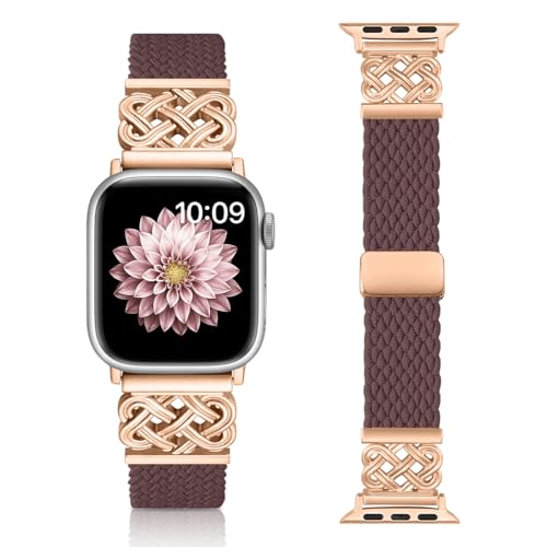 chinbersky Geflochten Armbänder Kompatibel mit Apple Watch Armband 38mm 40mm 41mm 42mm(Series 10), Magnet Verschluss Stoff Nylon Ersatzarmband für iWatch Series 10/9/8/7/6/5/4/3/2/1/SE von chinbersky