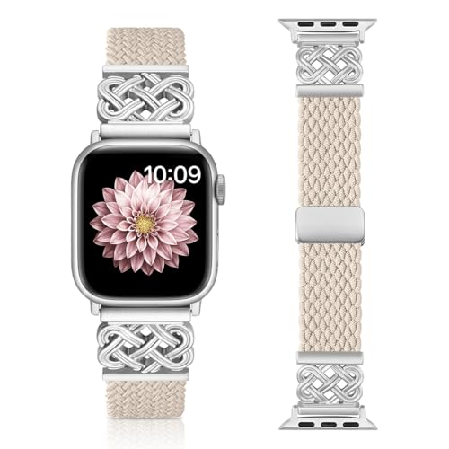 chinbersky Geflochten Armbänder Kompatibel mit Apple Watch Armband 38mm 40mm 41mm 42mm(Series 10), Magnet Verschluss Stoff Nylon Ersatzarmband für iWatch Series 10/9/8/7/6/5/4/3/2/1/SE von chinbersky