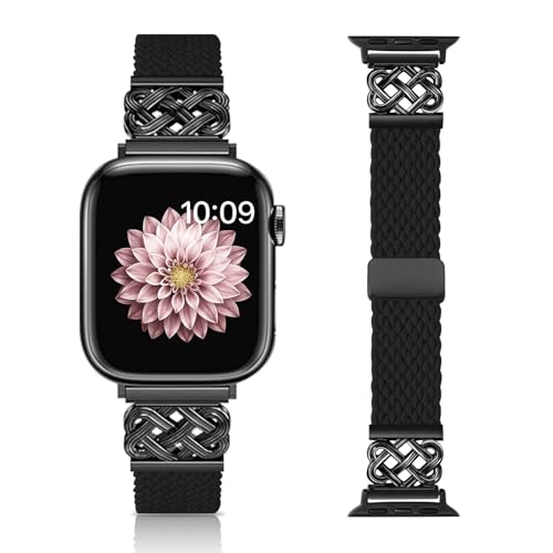 chinbersky Geflochten Armbänder Kompatibel mit Apple Watch Armband 44mm 45mm 46mm 49mm 42mm, Magnet Verschluss Stoff Nylon Ersatzarmband für iWatch Ultra Series 10/9/8/7/6/5/4/3/2/1/SE von chinbersky