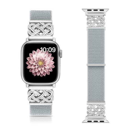 chinbersky Nylon Armbänder kompatibel mit Apple Watch Armband 38mm 40mm 41mm 42mm 44mm 45mm 46mm 49mm für Damen Herren,Ersatz Stoff Interlock Schnalle für iWatch Serie 10 9 Ultra 8 7 6 5 4 3 2 1 SE von chinbersky
