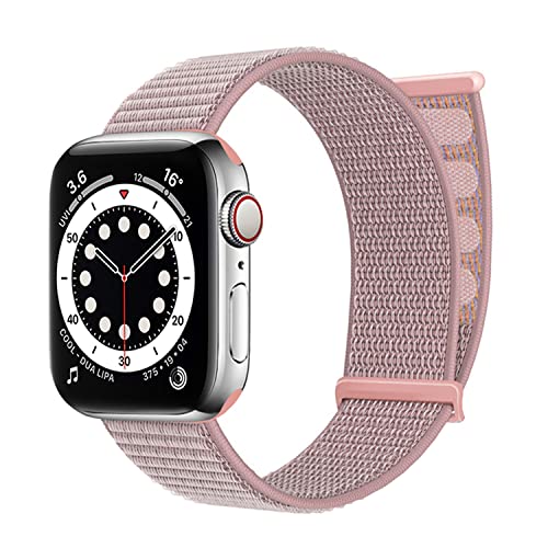 chinbersky Sport Loop Armband Kompatibel mit Apple Watch Armband 38mm 40mm 41mm für Männer Frauen, Verstellbares Nylon Klett Ersatzband für iWatch Series 8/7/6/5/4/3/2/1/SE, Sandrosa von chinbersky