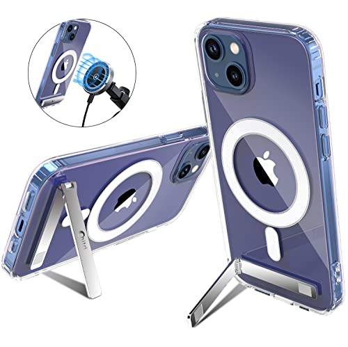 Chitri Zwei-Wege-Ständer Magnetische Schutzhülle, für iPhone 13 6.1 Zoll (15.4 cm), kompatibel mit MagSafe-Ladegerät [mit Metallständer], weiches TPU, transparent, stoßfest, Schutzhülle (transparent) von chitri