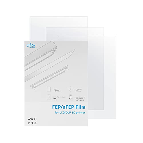 chitu systems nFEP-Filmblätter, 200 x 140 mm, Stärke 0,127 mm, für Elegoo Mars 2 Pro/Anycubic Photon und andere UV-3D-Drucker (3) von chitu systems