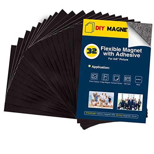 Magnetische Blätter mit selbstklebender Rückseite für 10,2 x 15,2 cm Bilder (32 Stück), selbstklebende Foto-Magnete für Zuhause/Klassenzimmer/Büro, Magnete für Kühlschrank von chunniao