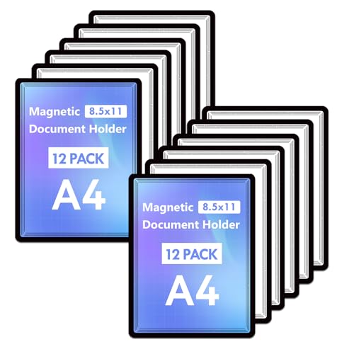 Magnetischer Dokumentenfensterrahmen für Glasoberfläche, zeitsparender Aktenhalter für Pinnwand, Bürobedarf (21,6 x 28,9 cm, 12 Stück) von chunniao