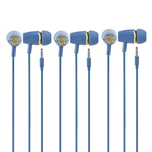 3 Stück -Kopfhörer mit Kabelsteuerung, Subwoofer, 3,5 Mm, Verkabelt, für Mobiltelefone und Computer (Blau) von ciciglow