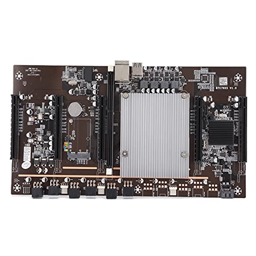 BTC 79X5 Mining Motherboard, Mining Machine Motherboard CPU 5 Grafikkartensteckplätze DDR3-Speicher Integriert,Geringer Stromverbrauch für Mining Machine,Computer Mainboard Zubehör von ciciglow