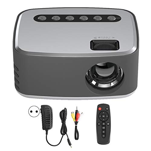 Beamer, 400-600lm Tragbarer Beamer HD 1080P LED Filmprojektor Videoprojektor Silber Schwarz für Kopfhörer Computer Set-Top Box Audio DVD U Disk mit HDMI USB AV Eingang von ciciglow