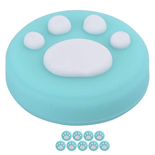 Cat Claw Daumengriffe Abdeckung Abdeckung aus weichem Silikonmaterial für Controller 10-teilige Joystick-Wippkappe Universal für Switch & Switch Lite(Weiße Pfote auf Grün) von ciciglow