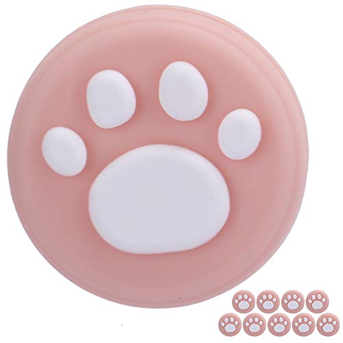 Cat Claw Daumengriffe Abdeckung Abdeckung aus weichem Silikonmaterial für Controller 10-teilige Joystick-Wippkappe Universal für Switch & Switch Lite(Weiße Pfote auf Rosa) von ciciglow