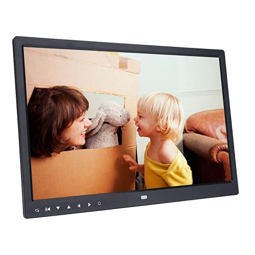 Digitaler Bilderrahmen, 15 Zoll HD 1280x800 Smart Bilderrahmen Touchscreen mit Musik/Videoplayer/Wecker/Kalender, Ausstellungsdisplays(Schwarz) von ciciglow