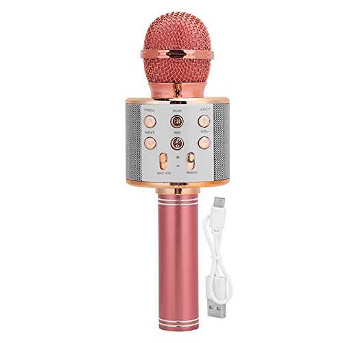 Drahtloses Mikrofon, Handheld Karaoke Drahtloses Bluetooth-Mikrofon Lautsprecher Multifunktions-Tastenmikrofon für Zuhause KTV(Roségold) von ciciglow
