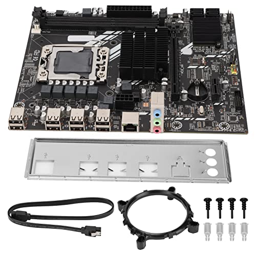 Dual DDR3 Mining Mainboard, MATX 8Pin 24Pin Power Port Computer Motherboard SATA2.0x4 USB2.0x8 Unterstützt Alle LGA1366 100M Netzwerkkarten der Serie von ciciglow