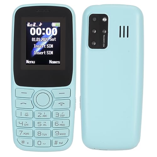 Entsperrtes GSM-Dual-SIM-Handy, 1,77-Zoll-HD-Bildschirm, 5-MP-Kamera, 900-mAh-Akku, 2G-Telefon mit Großen Tasten und SOS-Hilfe-LED-Blitzlicht für ältere Schüler (Blau) von ciciglow