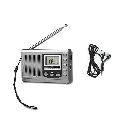 FM/MW/SW-Radio, Tragbarer Digitaler Radio-Player mit Digitalem Wecker und Kopfhörer-Radioempfänger für Spaziergänge Im Freien(grau) von ciciglow