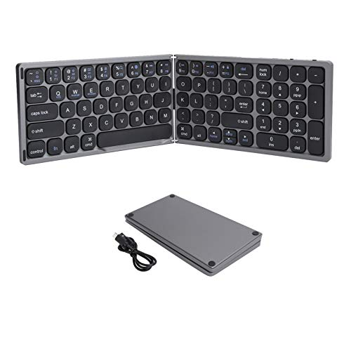 Faltbare Bluetooth-Tastatur, Ultradünne Tragbare Drahtlose Tastatur, Wiederaufladbare, Faltbare Tastatur in Voller Größe, Kompatibel mit Android Windows Smartphone, Tablet und Laptop(Eisengrau) von ciciglow