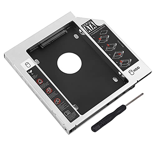 Festplattengehäuse, Universelle Zweite 12,7-mm-Festplatte, Optischer Schacht, Caddy, Optischer DVD-Adapter, Aluminium, SATA-HDD, SSD-Gehäuse, Festplattengehäuse, Unterstützt 2,5 HDD, SATA, SATAII, SAT von ciciglow