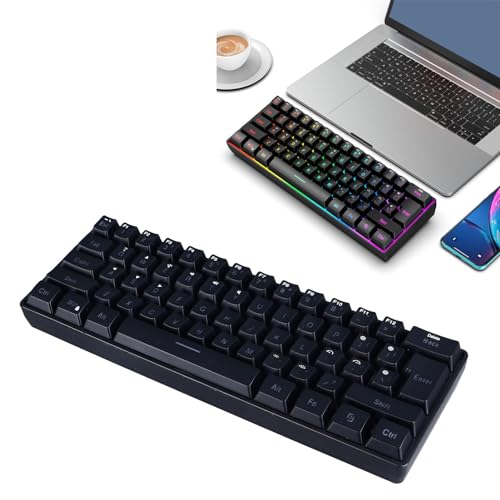 Gaming-Tastatur, 2,4 G/Bluetooth/kabelgebunden, 60% Mechanische Gaming-Tastatur, RGB-hintergrundbeleuchtete 61-Tasten-Membrantastatur für Zuhause, Schlafsaal, Büro (Black) von ciciglow