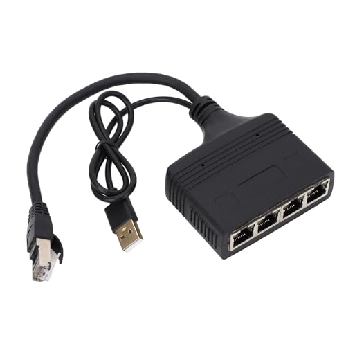 Gigabit-Ethernet-Splitter, Netzwerk-Splitter-Adapter, USB-Netzteil, RJ45-Kabel, Kompakt, für Router für TV von ciciglow